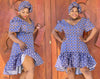Circular Patterned Short-Sleeve Flared Dress