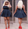 Strapless Pleated Fit-and-Flare Dress