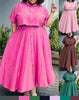 Classic Button-Up Midi Dress with Flared Skirt