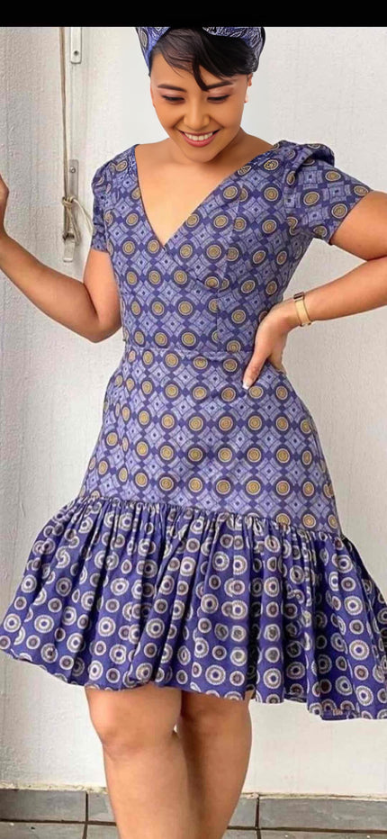 Short-Sleeve V-Neck Dress