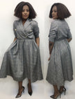 Mid-length Three-quarter sleeves Cinched waist Button-up front  coat dress