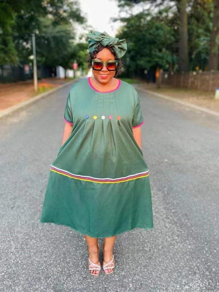 Buttoned Bodice Traditional Dress