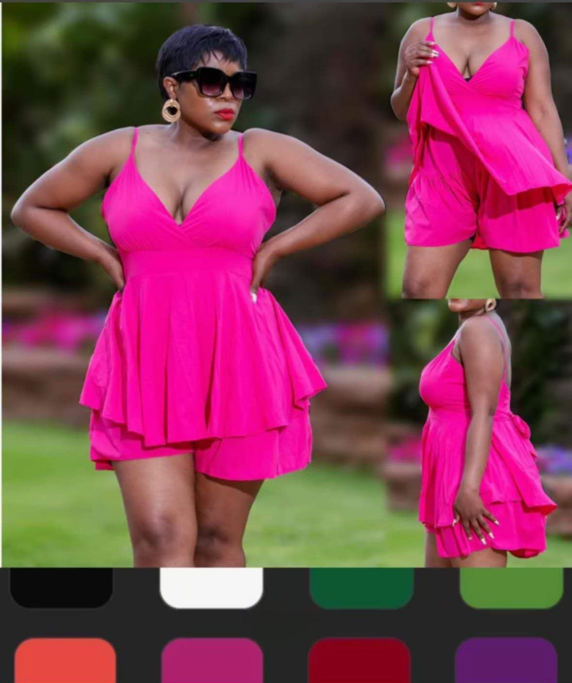 Sexy V-neck Spaghetti Strap Romper Dress with Layered Design