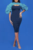 Polka Dot Puff Sleeve Sheath Dress