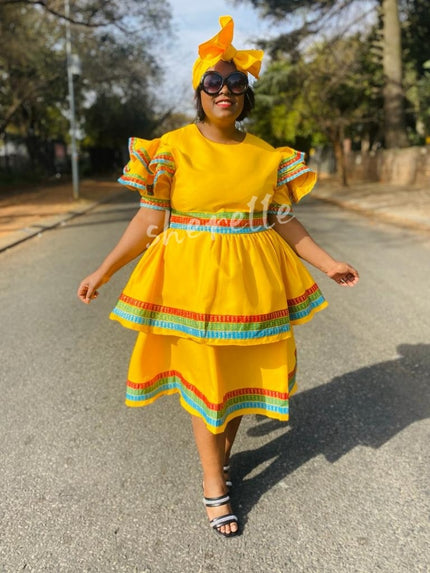Ethnic Skirt Dress Set with Coordinated Headpiece