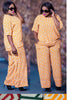 Geometric Patterned Twin Set with Flared Pants and Short-Sleeve Top