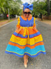 Traditional Dress with Ruffled Bodice and Coordinating Headwrap