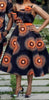Circular Patterned Off-Shoulder Traditional Dress with Decorative Waistband
