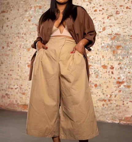 Trousers High Waist Pleated Wide-Leg Chic