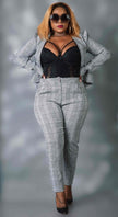 High-Waisted Checkered Trousers