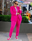 Casual Open-Front Blazer and Drawstring Trousers Set