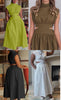 Short-Sleeved A-Line Dress with Waist Cut-Outs and High Collar