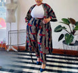 Long-Sleeve Full-Length Geometric Print Open-Front Twin Sets