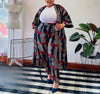 Long-Sleeve Full-Length Geometric Print Open-Front Twin Sets