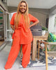 Short-Sleeved Button-Up Collared Twin Sets
