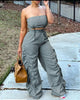 Strapless Gathered Bodice Two Piece with Drawstring Waist and Ruched Legs