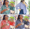 Striped Button-Up Shirt with Classic Turn-Down Collar