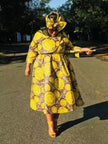 Flared Skirt Traditional  Dress with Circular Motif Design