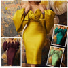 Off-Shoulder Puff Sleeve Dress with Pleated Design