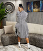 Polka Dot Puff Sleeve Mid-Length Shirt Dress