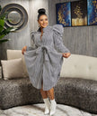 Polka Dot Puff Sleeve Mid-Length Shirt Dress