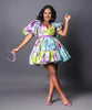 Floral Print Puff Sleeve Tiered Short Dress