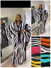 Wavy stripe kimono and pant twin set in black and white, wide sleeves and belt; swatch colors