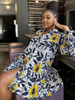 Fashion Floral Print Loose Long-Sleeve Dress