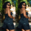 Elegant Strapless Glitter Mini Dress