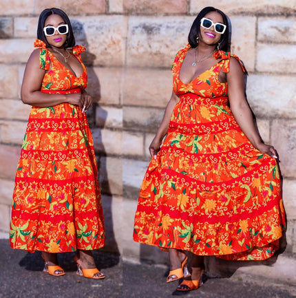 Floral Pattern Sleeveless Maxi Dress