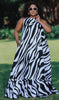 Zebra Print Halter Neck Maxi Dress