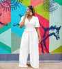 Short-Sleeved V-Neck Jumpsuit