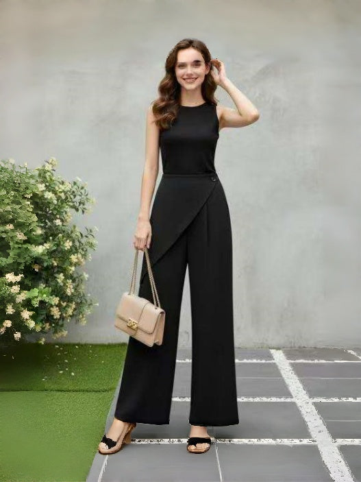 Pants High-Waist Wide-Leg Asym Flap Detail Urban Casual Scene