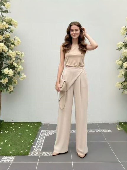 Pants High-Waist Wide-Leg Asym Flap Detail Urban Casual Scene