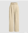 High-Waisted Wide-Leg Trousers with Fabric Belt