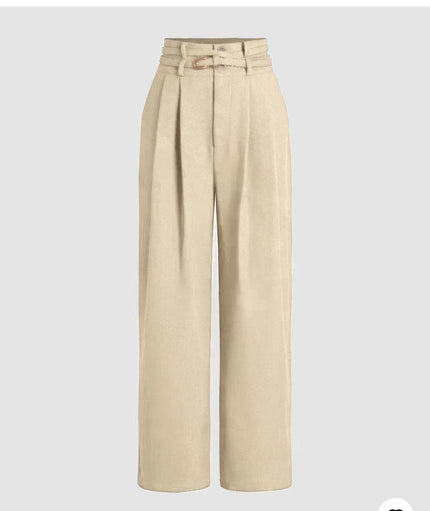 Trousers High Waist Wide-Leg Fabric Belt Chic