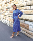 Women's Polka Dot Three-Quarter Sleeve Side Slit Dress