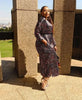Women's Polka Dot Three-Quarter Sleeve Side Slit Dress