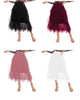 Layered tulle midi skirt with high waist, tiered ruffle layers (multiple colors shown)