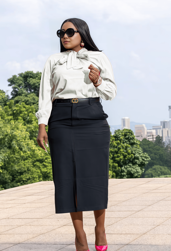 Shirt Women's Long Sleeve Bow Tie Chic Casual