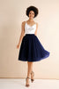 Elegant Pleated Tulle Midi Skirt