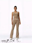 Women Active 2 Piece Set Contrast Trim Crossover Waist For Gym Daily Outing