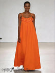 Spaghetti Strap Maxi Dress Floral Applique