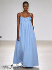 Spaghetti Strap Maxi Dress Floral Applique
