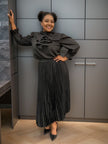 Women's Long-Sleeve Top with Ruffle Trim and Elegant Sleeve Detailing