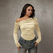 Women's Off-Shoulder Ruched Long-Sleeve Top