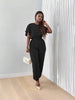 Minimalist Short Sleeve Top And High Waist Drawstring Pants Casual Set