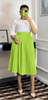 Mid-Waist Pleated Skirt with Wide Belt Design