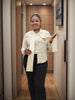 Women's Long Sleeve Blouse with Front Tie Detail