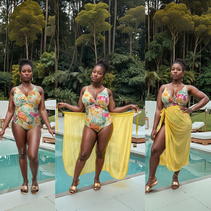 Swimsuit Tropical Floral Two-Piece Chic Casual